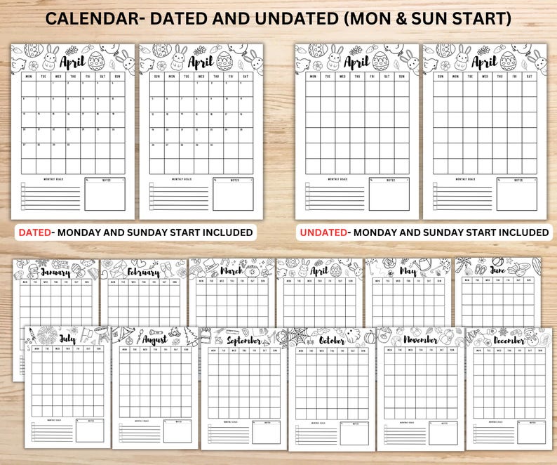 2026 MEGA Journal bundle, Printable Journal Planner, Bullet Journal monthly yearly trackers, Mood, Habit, Reading, A4 & A5, Digital Download image 16