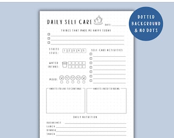Daily Self Care Journal - PRINTABLE Journal Page, Planner Page, Wellness Journal Page, Mental Health Journal, Daily Mood and Stress Tracker