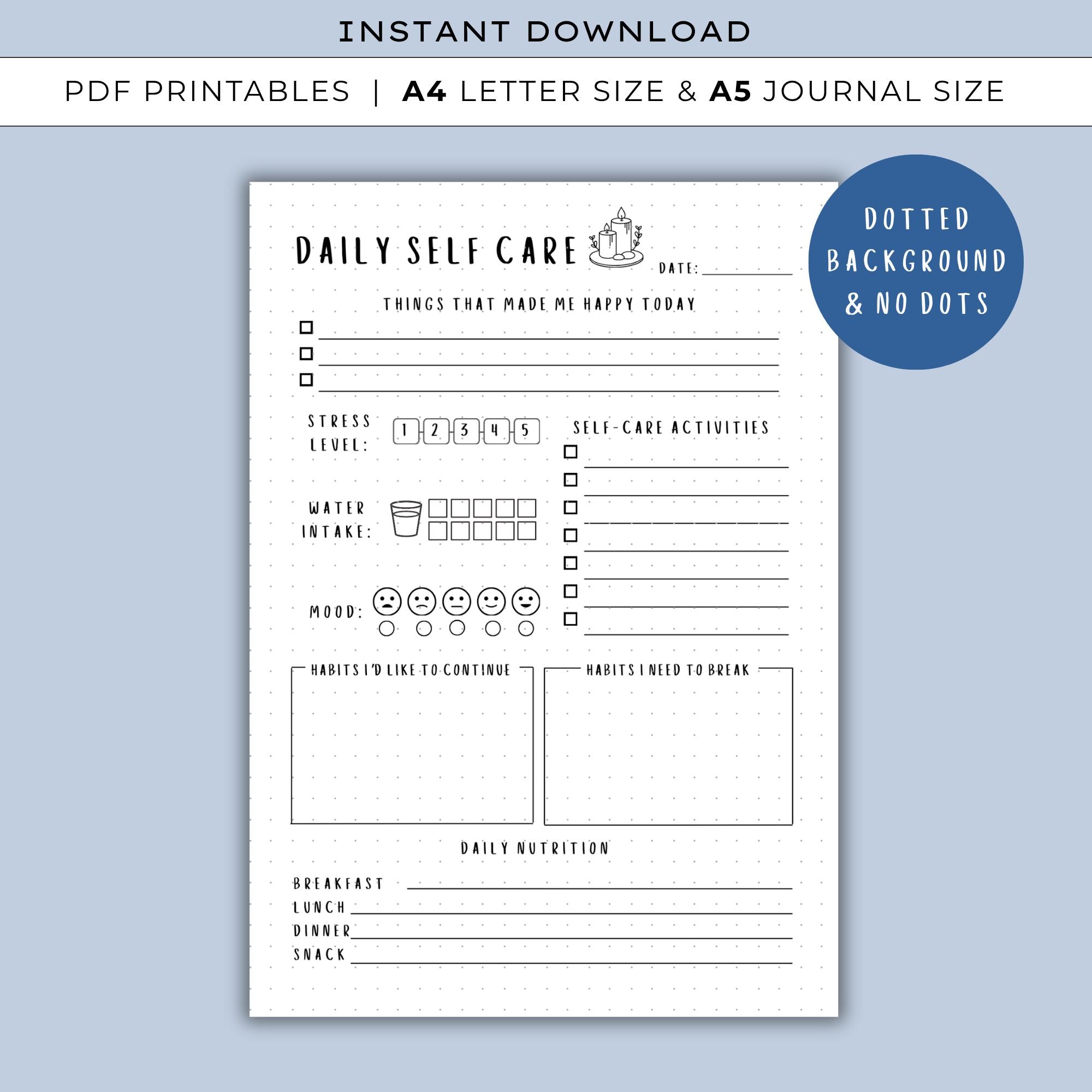 Daily Self Care Journal - PRINTABLE Journal Page, Planner Page ...