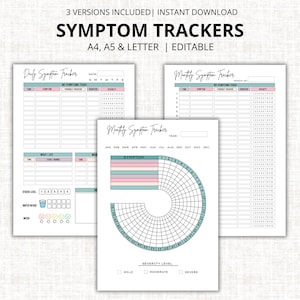 Symptom Tracker Printable, Monthly Symptom Template, Daily Symptom Tracker, Medical Binder, Chronic Illness Printable, Caregiver Log PDF