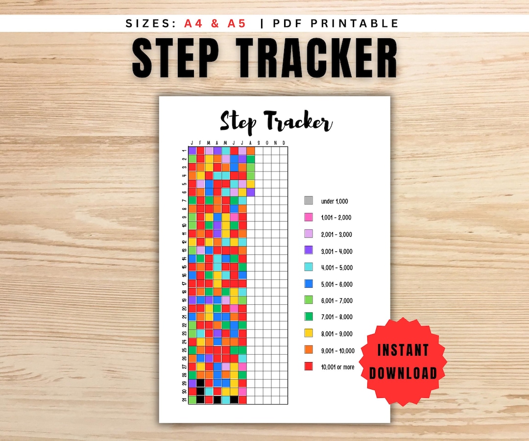 Weekly Step Count Sheet Step Tracker Printable Journal Page | Yearly Walking Tracker | Fitness ...