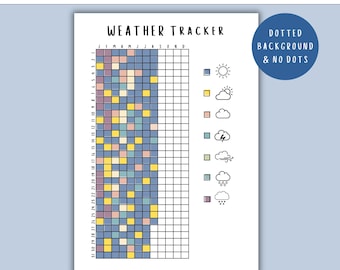 Weather Tracker - PRINTABLE Journal Page, Weather Log, Temperature Tracker, Temperature Log, Year In pixels , Printable Planner Page, PDF