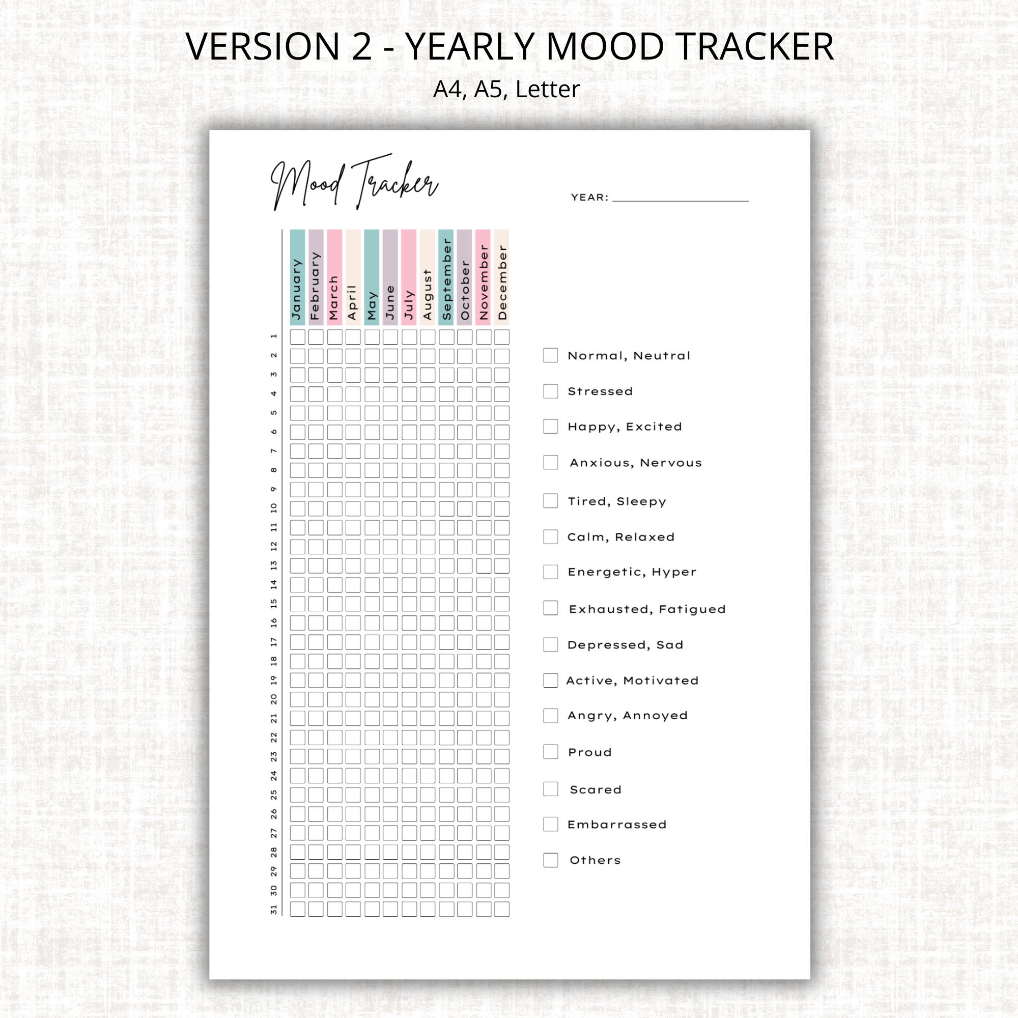 Printable Daily Mood Tracker: Colorful Mental Health Journal (PDF ...