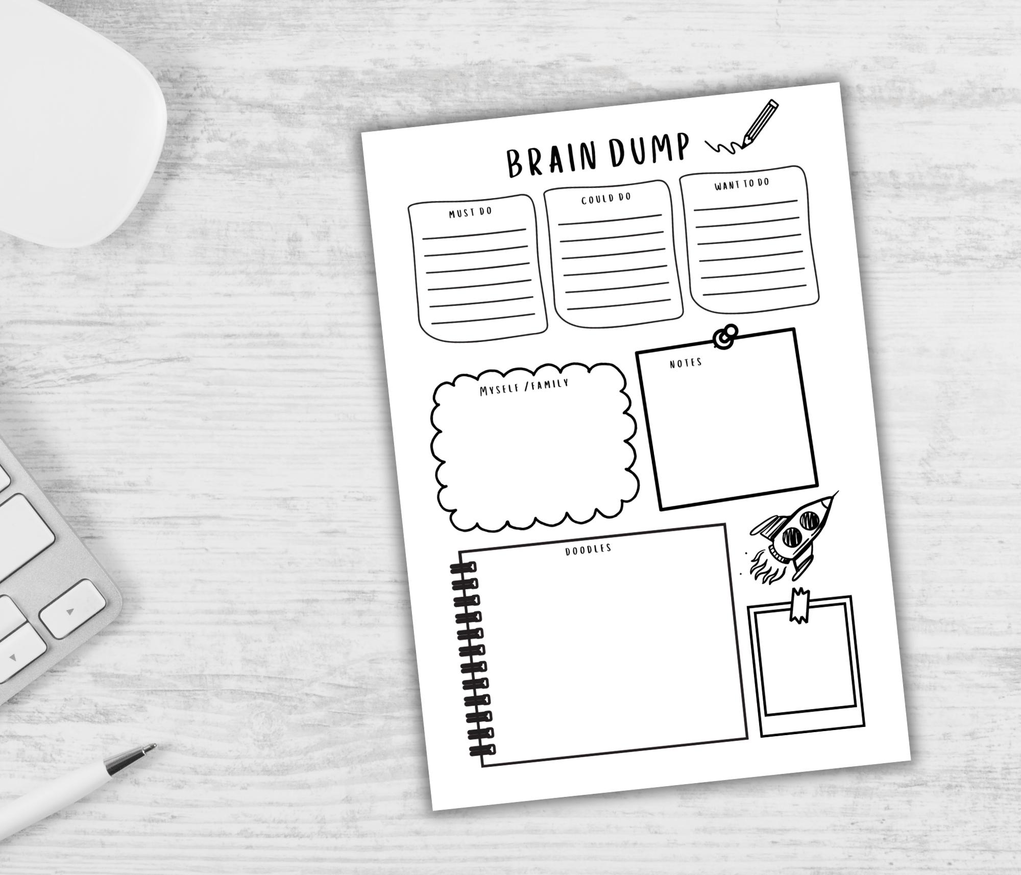 Brain Dump - PRINTABLE Journal Page, Planner Insert, ADHD Planner ...