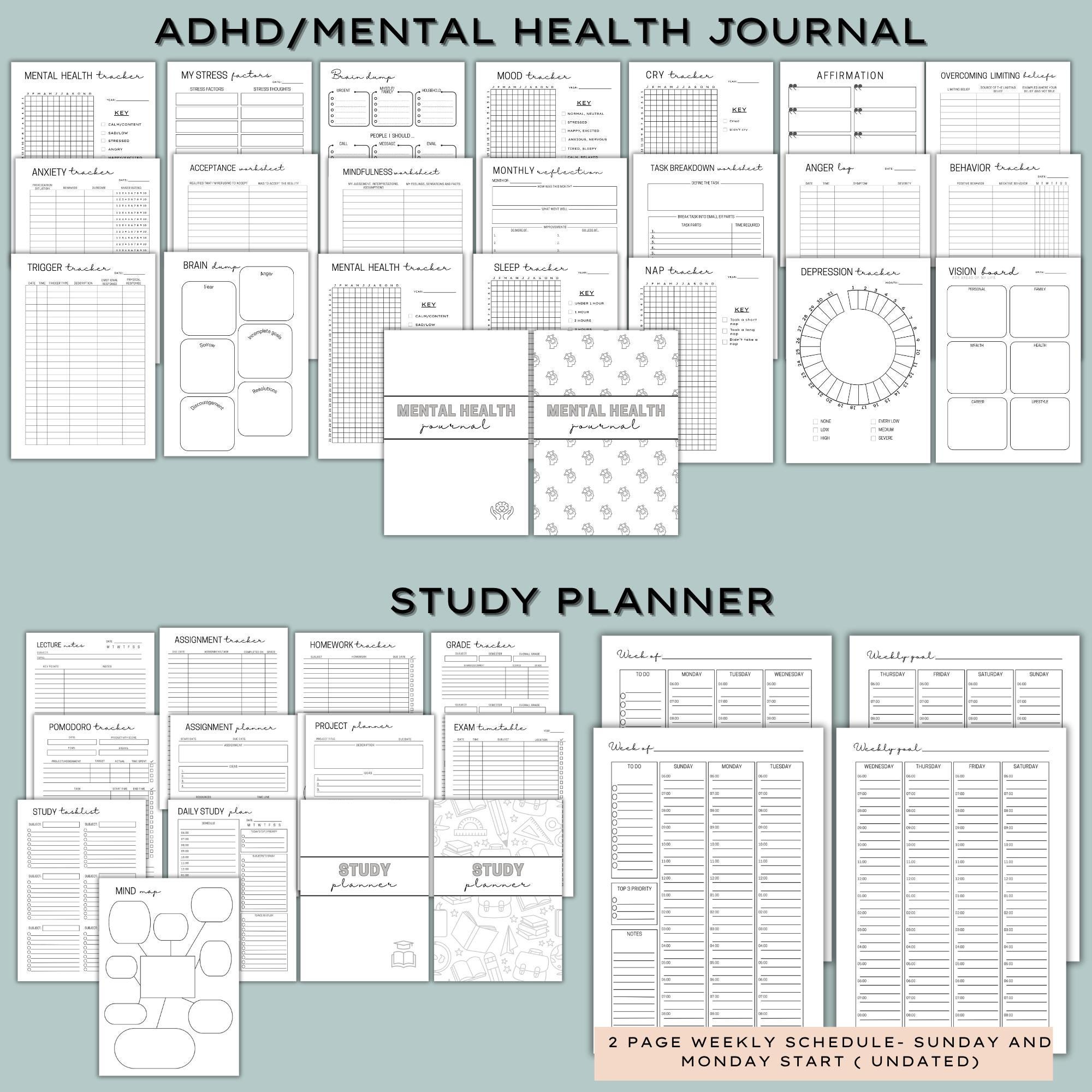 Ultimate Life Planner Printable Bundle: 15 in 1 Mega Bundle - ADHD ...