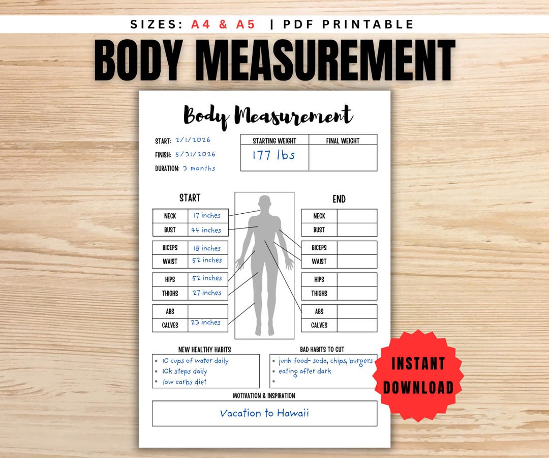 Body Measurement Tracker Printable Journal Page | Fitness & Weight Loss ...