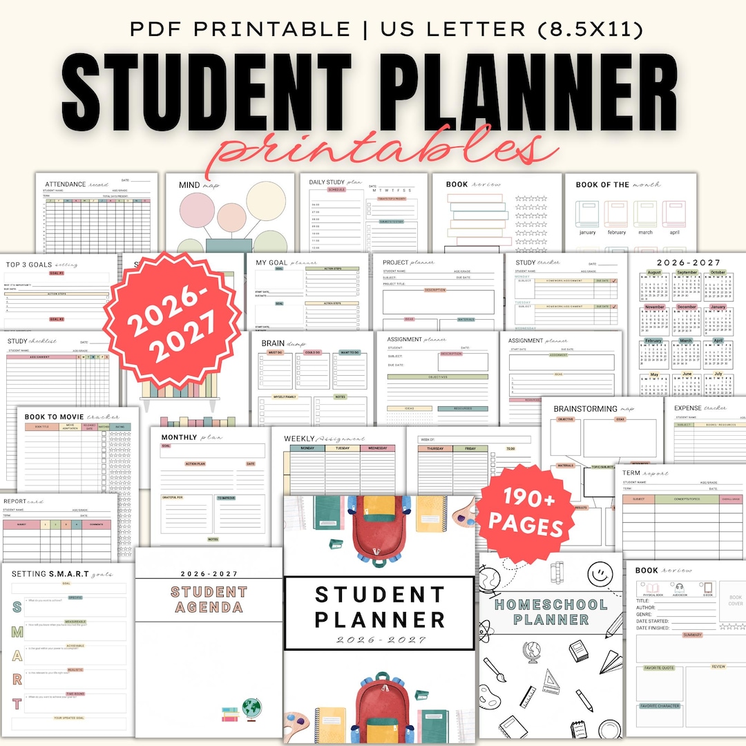 ADHD Student Planner Printable: Student Study Planner, Homeschool ...