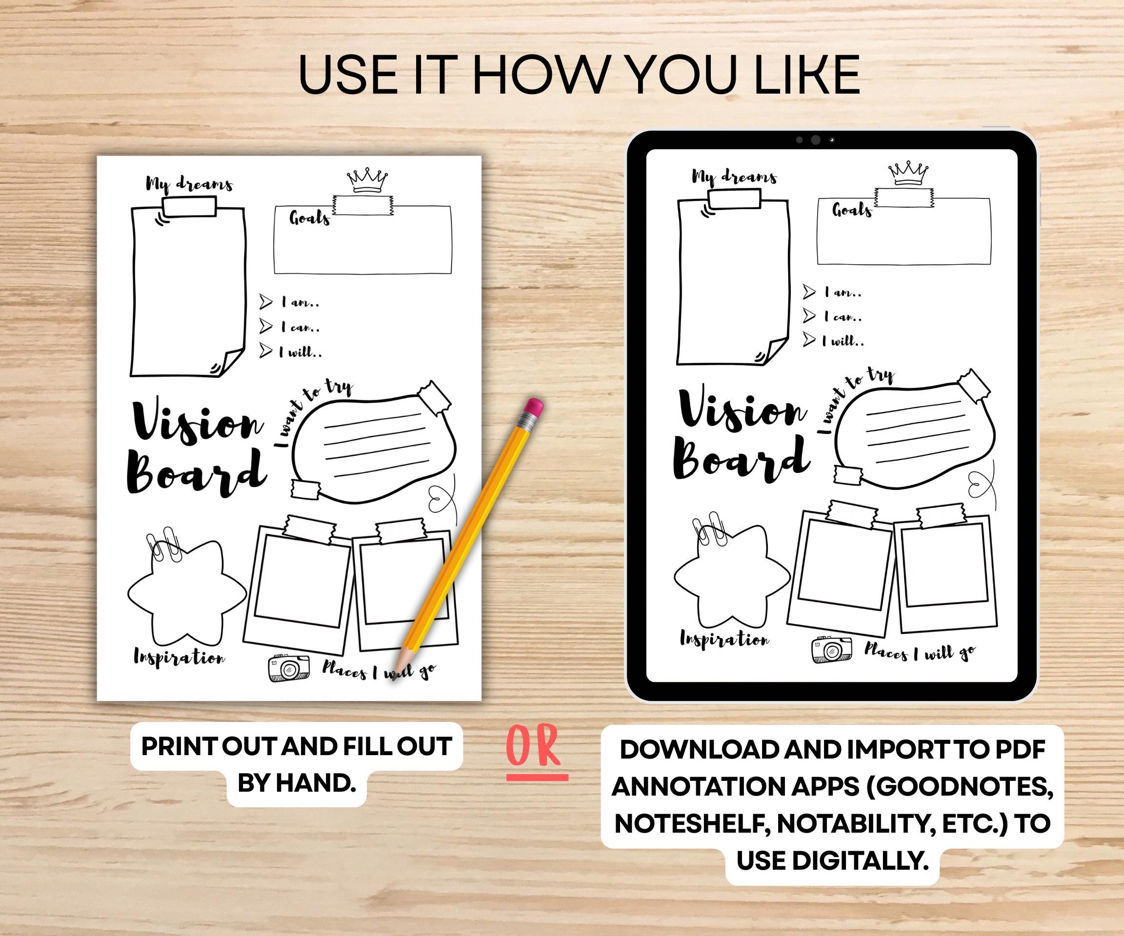 Vision Board Template Printable, Journal Page, 2026 Vision Board ...