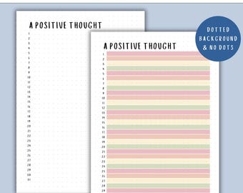 Daily Positive Thought - PRINTABLE Journal Page, Daily Tracker, One line a day, Gratitude Journal, Planner Page, Bullet Journal, Self Care