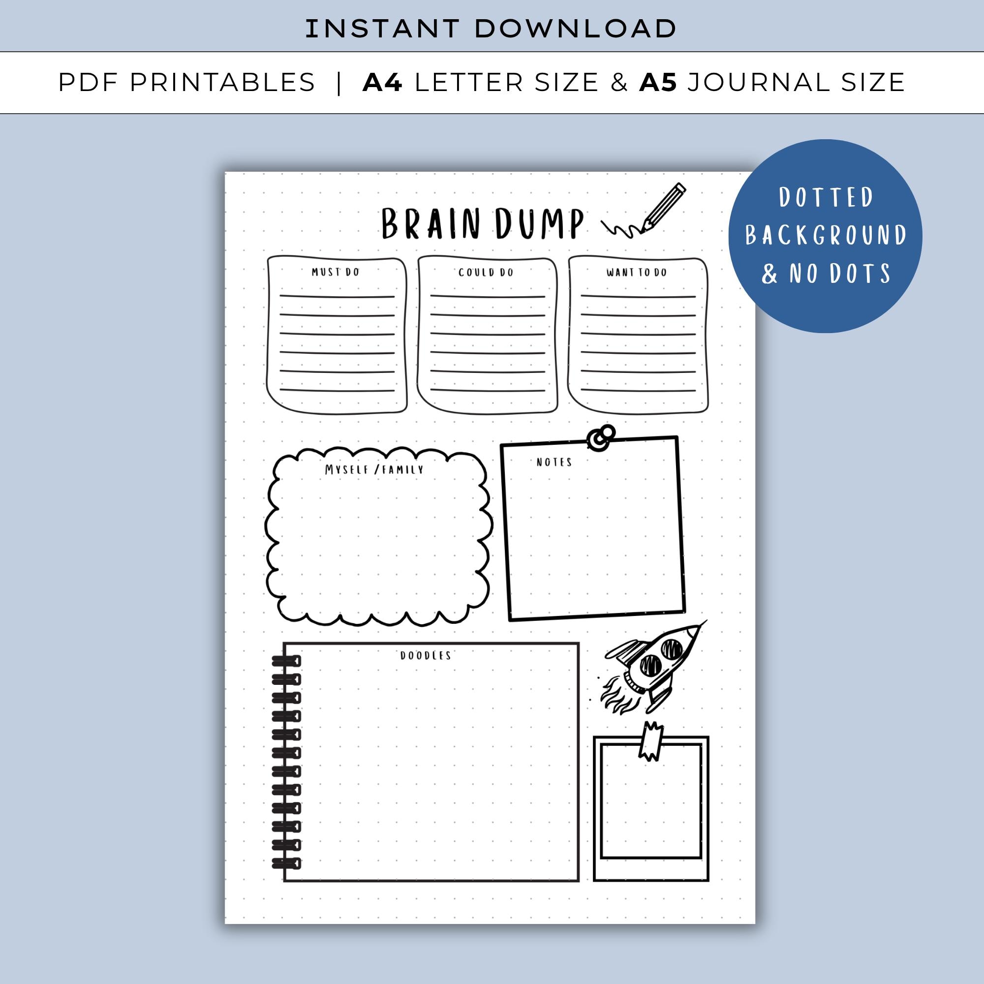 Brain Dump - PRINTABLE Journal Page, Planner Insert, ADHD Planner ...