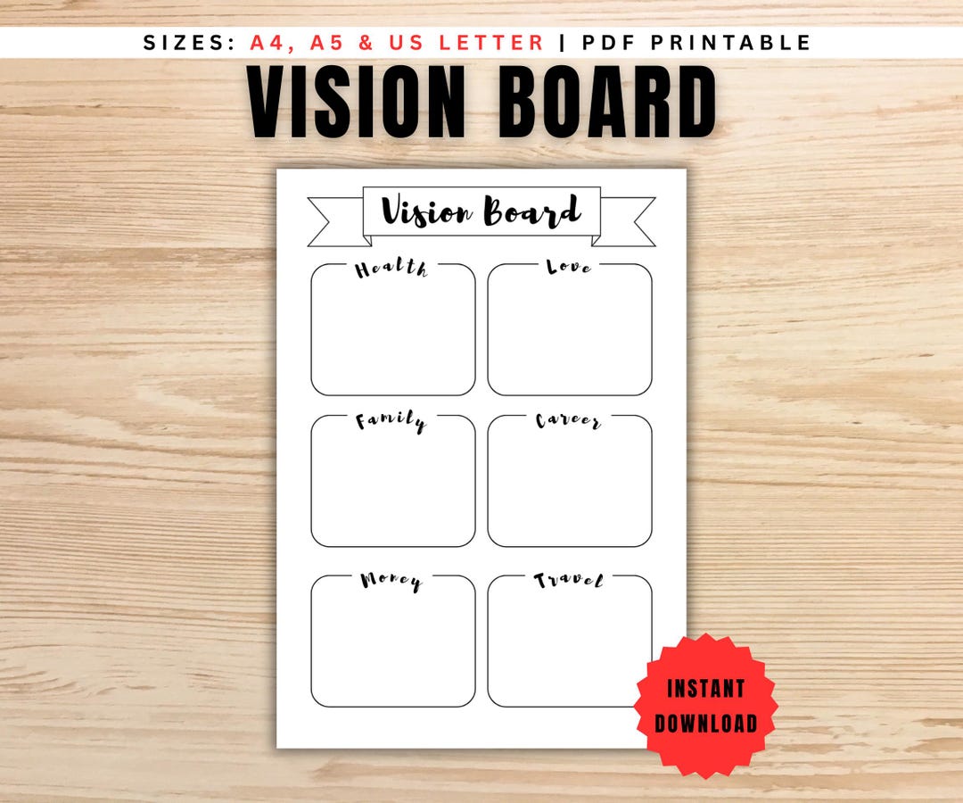 2026 Vision Board Template, Printable Journal Page, Aesthetic ...