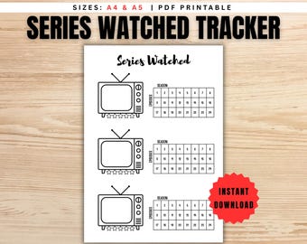 Series Tracker - PRINTABLE Journal page, TV Series Tracker, Episode Tracker, Monthly Show Tracker, Journal Planner Pages, A4 A5 PDF