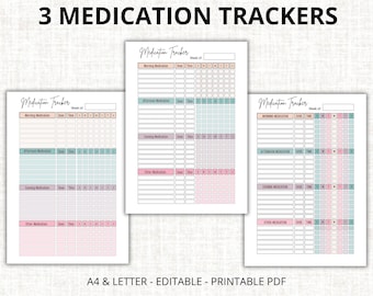 Registro de medicamentos imprimible: Registro semanal de medicamentos (A4/Carta EE. UU.) (Descarga digital)