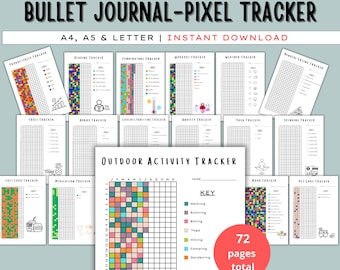 Bullet Journal printable, Yearly trackers bundle printable, Habit Tracker, Year at a glance, Premade Bujo Journal Pages, Mood tracker, PDF