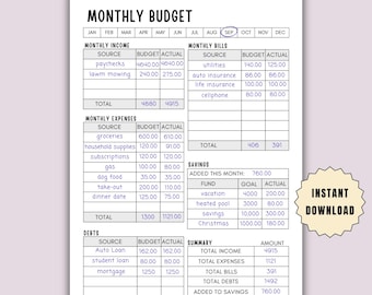 Editable Monthly Budget Planner- Printable Worksheet for Bullet Journal Monthly Budget Tracker Journal Page Spending Tracker Monthly Budget