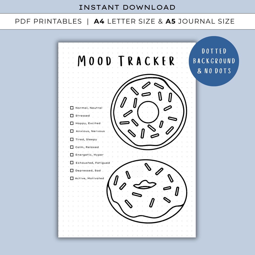 Donut Sprinkle Mood Tracker - PRINTABLE Bullet Journal Tracker, Monthly ...