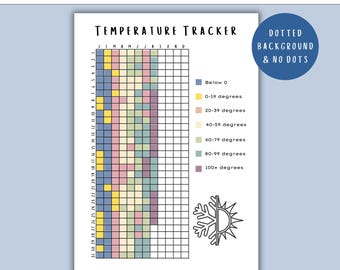 Temperature Tracker - PRINTABLE Journal Page, Weather Log, Weather Tracker, Temperature Log, Year In pixels , Printable Planner Page, PDF