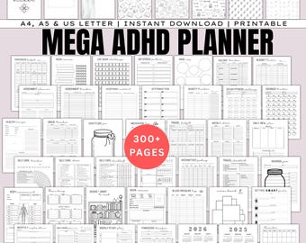 Mega ADHD Planner Bundle - 15-in-1 Ultimate Life Binder, A4/A5/US Letter, Printable