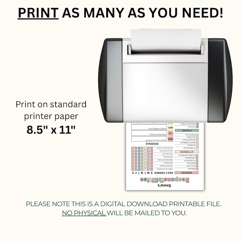 Editable Responsibility Checklist Kids Teens Tweens Preteens Daily and