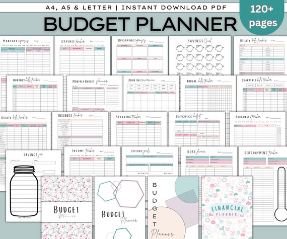 Printable Budget Planner Bundle: Finance, Savings & Debt Tracker (PDF Download A4/A5/Letter Size)