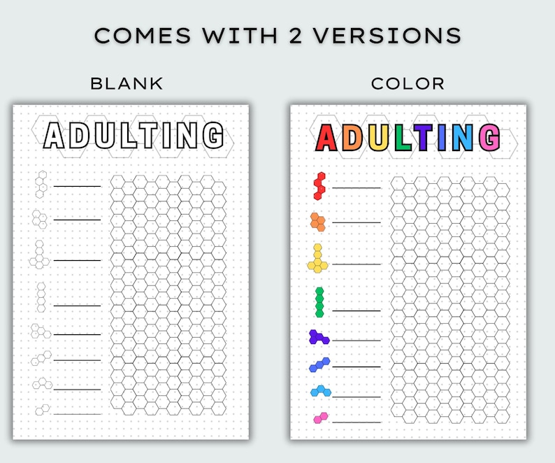 Hexagon Adulting Tracker - PRINTABLE Journal Page, Monthly Tracker ...
