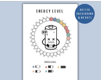 Energy Tracker - PRINTABLE Journal Page, Energy Level Log, Health Log, Wellness Tracker, Health Journal, Mood Tracker Printable Planner Page