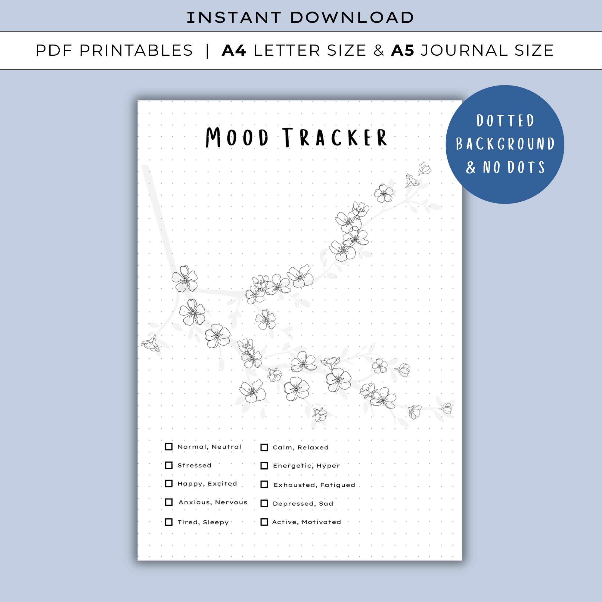 Cherry Blossom Mood Tracker - PRINTABLE Bullet Journal Tracker, Monthly ...