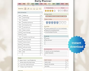 ADHD Daily Planner Printable, Undated ADHD Planner PDF, Brain Dump, Task List, Habit Tracker, Productivity, Adhd Digital planner, To do list