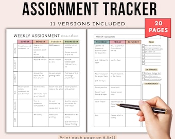 Student Assignment Tracker Printable: Homeschool Planner (PDF Download, US Letter Size)
