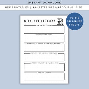 Weekly Reflection - End Of Week Reflection, PRINTABLE Journal Page, Weekly Review, Planner Page, Weekly Recap, Bullet Journal Printable, PDF