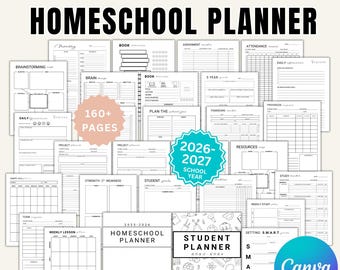 Homeschool-Planer zum Ausdrucken: Schülerplaner, akademischer Planer, Aufgabenübersicht, Projektübersicht, Wochenplaner 2026, Lernplaner, PDF