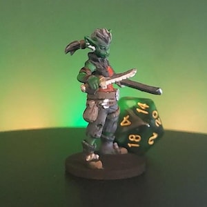 Hand-Painted Goblin Rogue Miniature: 3D Printed DnD Character