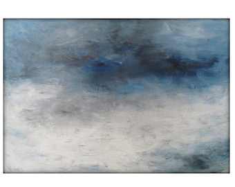 Abstract Seascape Original Painting on Canvas Contemporary/Modern Painting  - 36x48- Blue-Gray, White, and more