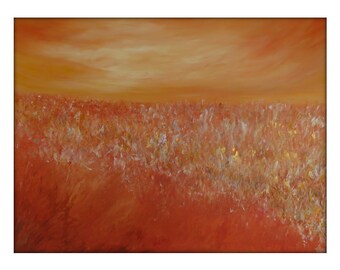 Abstract Landscape  Modern Minimalist Acrylic Painting on Canvas - 36x48 Yellow, Orange, Gold.