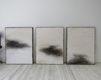 Abstract Seascape Acrylic Painting Set - Modern Coastal Wall Art (30x40)