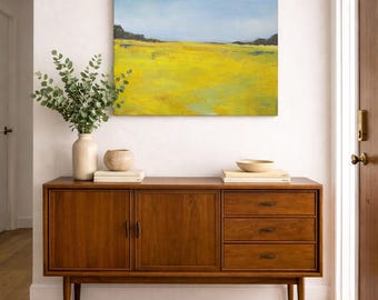 Large Abstract Landscape Painting – Modern Minimalist Acrylic Art (40x40)