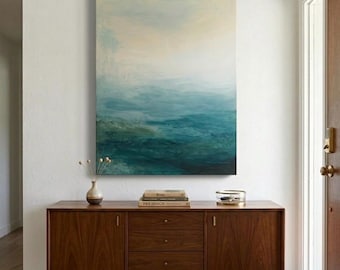 Large Abstract Seascape Painting 36x48 Original Coastal Wall Art Ocean Inspired Modern Artwork