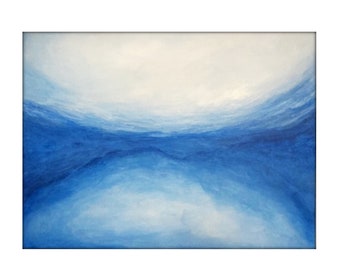 Original  Abstract Canvas Modern Acrylic Painting - 36x48 - Blues and White