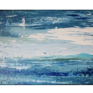 Abstract Seascape Original Painting on Canvas Contemporary/Modern Painting  - 30x40 - Blue-Greens, Baby blue, and more