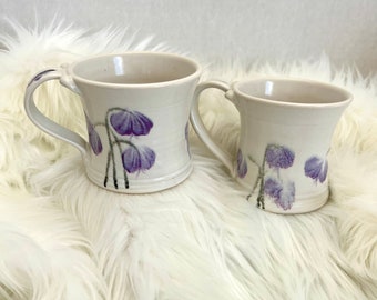 Handmade,White,stoneware clay,tea cups for two