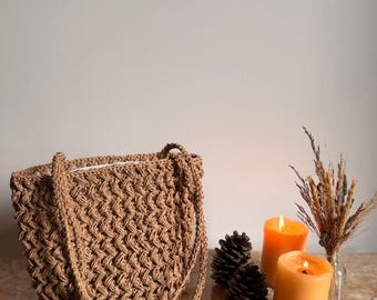 Handmade Straw Bag, Handwoven Shoulder Bag, Natural Summer Tote