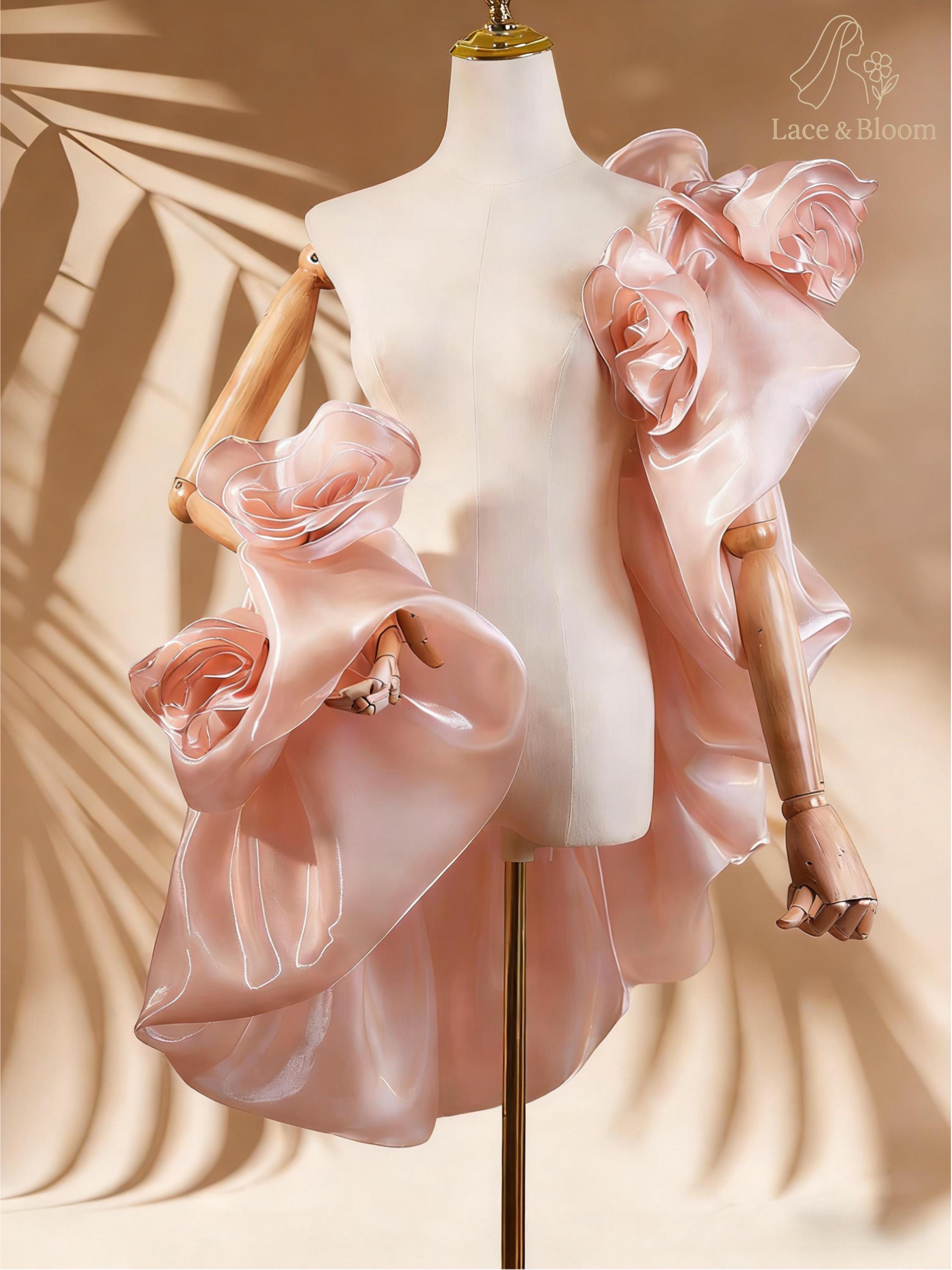 Blush Peach Satin Bridal Shawl, Ruffle Wedding Shoulder Wrap - Etsy