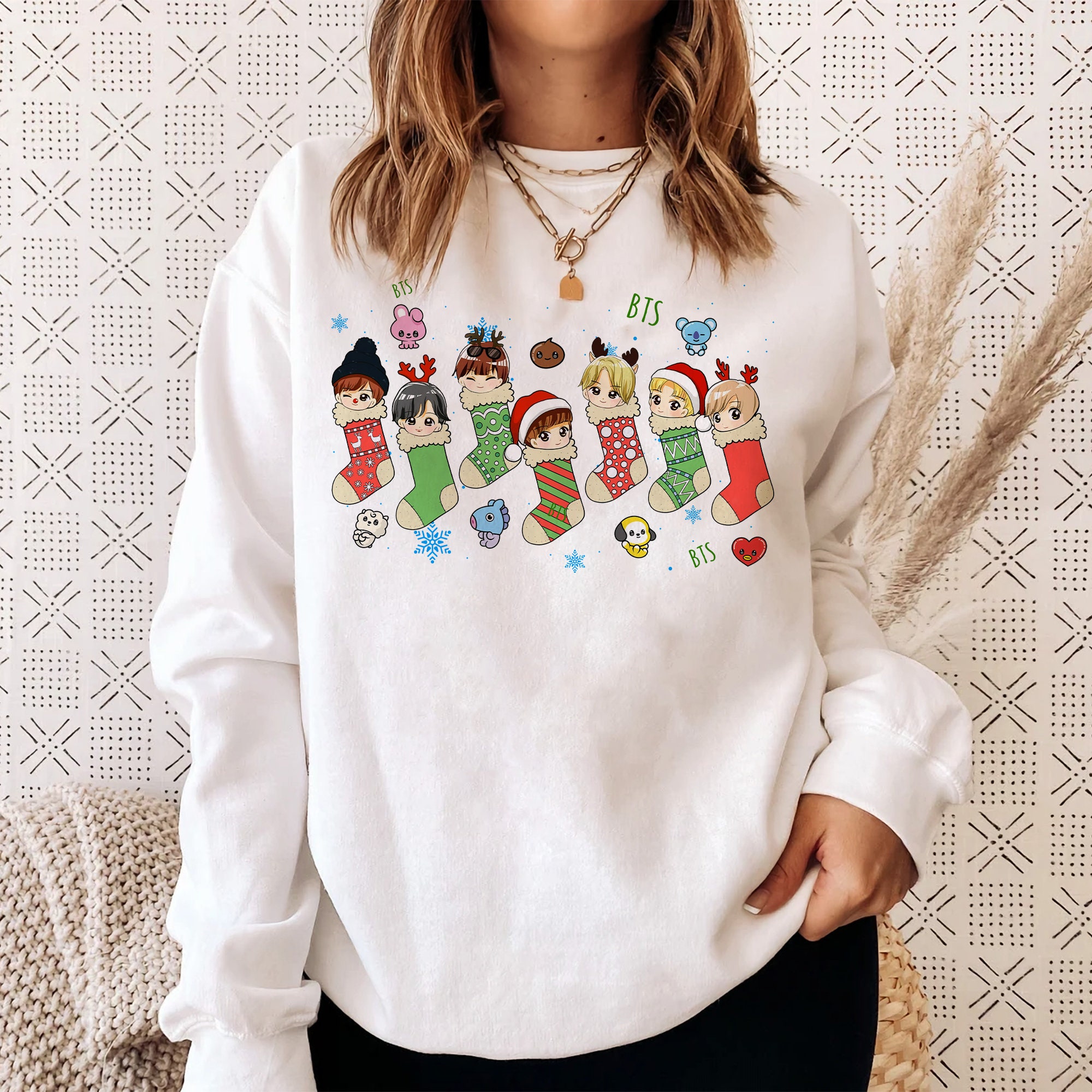 Vintage Kpop Christmas Sweatshirt. Kpop Christmas Socks Sweatshirt