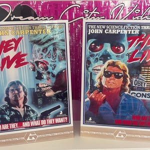 May include: Two VHS tapes of the science fiction thriller film "They Live" directed by John Carpenter. The tapes are both rated 18 and feature the film's title and a still from the movie.