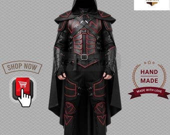 Handmade Leather LARP Armor Costume: Gothic Medieval Knight Outfit