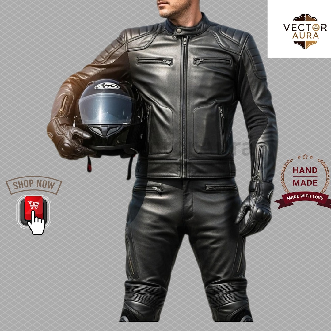 Genuine Leather Motorcycle Suit: Full Riding Gear Set - Biker Outfit - Etsy