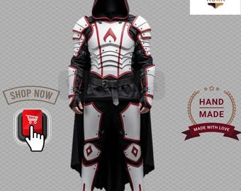 Custom White Leather Medieval Armor Suit: Regal Fantasy Warrior Outfit