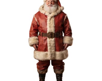 Santa Claus Leather Costume - Christmas Santa Suitm - Handmade Santa Outfit - Premium Santa Costume - Christmas Cosplay
