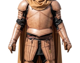 Genuine Leather Medieval Armor Set with Cloak