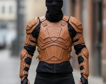 Men’s Leather Armor Vest – Handmade Medieval LARP Warrior Costume